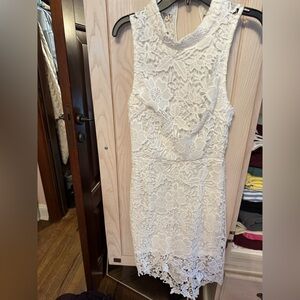 Astr White Sheath Midi Dress with Mock Neck